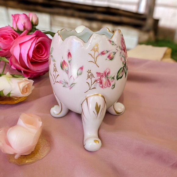 Beautiful vintage footed cracked egg vase - Picture 3 of 8